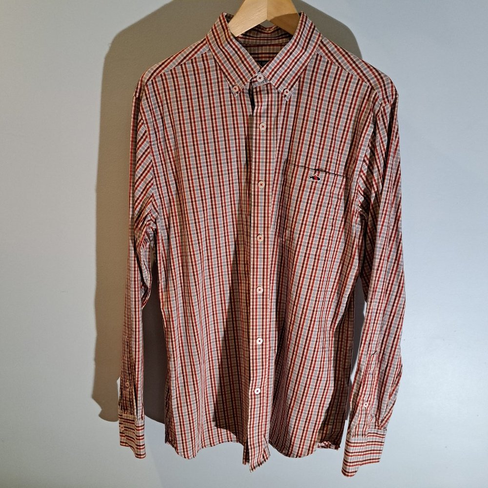 Fish Hippie Solace Collection men's medium long sleeve button down plaid shirt